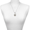 Silver Plated Large Brown Cheetah Print Peace Sign - Silver Plated Twist Rope Bead Charm Dangle with Mini Year 2025 as a necklace pendant