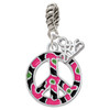 Silver Plated Large Hot Pink Cheetah Print Peace Sign - Silver Plated Twist Rope Bead Charm Dangle with Mini Year 2025: Year to Remember Jewelry Gift - Celebrations
