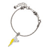Silver Plated Yellow Lightning Bolt - Silver Plated Twist Rope Bead Charm Dangle with Mini Year 2025 on a large hole bead bracelet Jewelry Ideas and Examples