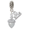 Silver Plated Small Acorn with Crystals - Silver Plated Twist Rope Bead Charm Dangle with Mini Year 2025: Year to Remember Jewelry Gift - Celebrations