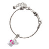 Silver Plated Owl with Hot Pink & Clear Crystal Eyes - Silver Plated Twist Rope Bead Charm Dangle with Mini Year 2025 on a large hole bead bracelet Jewelry Ideas and Examples