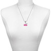 Hot Pink ''Little Sister'' with Heart - Silver Plated Twist Rope Bead Charm Dangle with Mini Year 2025 as a necklace pendant