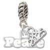 White ''Peace'' with Heart - Silver Plated Twist Rope Bead Charm Dangle with Mini Year 2025: Year to Remember Jewelry Gift - Celebrations