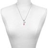Silver Plated 3-D Hot Pink Running Shoe - Silver Plated Twist Rope Bead Charm Dangle with Mini Year 2025 as a necklace pendant