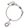 Silver Plated Beaded Pink Crystal Horseshoe with Good Luck - Silver Plated Twist Rope Bead Charm Dangle with Mini Year 2025 on a large hole bead bracelet Jewelry Ideas and Examples