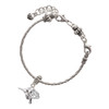 Silver Plated Small 3-D Hummingbird - Silver Plated Twist Rope Bead Charm Dangle with Mini Year 2025 on a large hole bead bracelet Jewelry Ideas and Examples