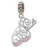 Silver Plated Open Pink Crystal Butterfly Wing - Silver Plated Twist Rope Bead Charm Dangle with Mini Year 2025: Year to Remember Jewelry Gift - Celebrations
