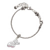 Silver Plated Open Pink Crystal Butterfly Wing - Silver Plated Twist Rope Bead Charm Dangle with Mini Year 2025 on a large hole bead bracelet Jewelry Ideas and Examples