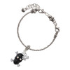 Silver Plated Large Black Resin Skull with AB Crystals - Silver Plated Twist Rope Bead Charm Dangle with Mini Year 2025 on a large hole bead bracelet Jewelry Ideas and Examples