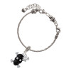 Silver Plated Large Black Resin Skull with Clear Crystals - Silver Plated Twist Rope Bead Charm Dangle with Mini Year 2025 on a large hole bead bracelet Jewelry Ideas and Examples