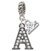 Black Nickeltone Crystal Initial - A - Beaded Border - Silver Plated Twist Rope Bead Charm Dangle with Mini Year 2025: Year to Remember Jewelry Gift - Celebrations