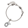 Black Nickeltone Crystal Initial - C - Beaded Border - Silver Plated Twist Rope Bead Charm Dangle with Mini Year 2025 on a large hole bead bracelet Jewelry Ideas and Examples