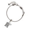 Black Nickeltone Crystal Initial - M - Beaded Border - Silver Plated Twist Rope Bead Charm Dangle with Mini Year 2025 on a large hole bead bracelet Jewelry Ideas and Examples