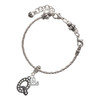 Black Nickeltone Crystal Initial - Q - Beaded Border - Silver Plated Twist Rope Bead Charm Dangle with Mini Year 2025 on a large hole bead bracelet Jewelry Ideas and Examples