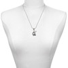 Black Nickeltone Crystal Initial - Q - Beaded Border - Silver Plated Twist Rope Bead Charm Dangle with Mini Year 2025 as a necklace pendant