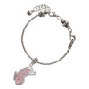 Silver Plated Large Translucent Pink Flying Butterfly - Silver Plated Twist Rope Bead Charm Dangle with Mini Year 2025 on a large hole bead bracelet Jewelry Ideas and Examples