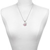Silver Plated Lil Sister Banner on Pink Crystal Heart - Silver Plated Twist Rope Bead Charm Dangle with Mini Year 2025 as a necklace pendant
