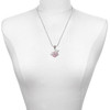 Silver Plated Mom Banner on Pink Crystal Heart - Silver Plated Twist Rope Bead Charm Dangle with Mini Year 2025 as a necklace pendant