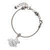 Silver Plated Mom Banner on Clear Crystal Heart - Silver Plated Twist Rope Bead Charm Dangle with Mini Year 2025 on a large hole bead bracelet Jewelry Ideas and Examples