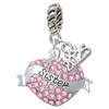Silver Plated Sister Banner on Pink Crystal Heart - Silver Plated Twist Rope Bead Charm Dangle with Mini Year 2025: Year to Remember Jewelry Gift - Celebrations