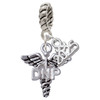 Silver Plated Nurse Caduceus - DNP - Silver Plated Twist Rope Bead Charm Dangle with Mini Year 2025: Year to Remember Jewelry Gift - Celebrations