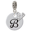 Silver Plated Large Script Letter Disc - B - Silver Plated Twist Rope Bead Charm Dangle with Mini Year 2025: Year to Remember Jewelry Gift - Celebrations