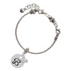 Silver Plated Large Script Letter Disc - B - Silver Plated Twist Rope Bead Charm Dangle with Mini Year 2025 on a large hole bead bracelet Jewelry Ideas and Examples