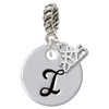Silver Plated Large Script Letter Disc - I - Silver Plated Twist Rope Bead Charm Dangle with Mini Year 2025: Year to Remember Jewelry Gift - Celebrations