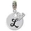 Silver Plated Large Script Letter Disc - L - Silver Plated Twist Rope Bead Charm Dangle with Mini Year 2025: Year to Remember Jewelry Gift - Celebrations
