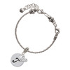 Silver Plated Large Script Letter Disc - T - Silver Plated Twist Rope Bead Charm Dangle with Mini Year 2025 on a large hole bead bracelet Jewelry Ideas and Examples