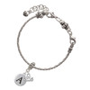 Silver Plated Capital Letter - A - Pebble Disc - Silver Plated Twist Rope Bead Charm Dangle with Mini Year 2025 on a large hole bead bracelet Jewelry Ideas and Examples