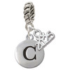 Silver Plated Capital Letter - C - Pebble Disc - Silver Plated Twist Rope Bead Charm Dangle with Mini Year 2025: Year to Remember Jewelry Gift - Celebrations