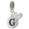 Silver Plated Capital Letter - G - Pebble Disc - Silver Plated Twist Rope Bead Charm Dangle with Mini Year 2025: Year to Remember Jewelry Gift - Celebrations