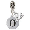 Silver Plated Capital Letter - O - Pebble Disc - Silver Plated Twist Rope Bead Charm Dangle with Mini Year 2025: Year to Remember Jewelry Gift - Celebrations