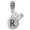Silver Plated Capital Letter - R - Pebble Disc - Silver Plated Twist Rope Bead Charm Dangle with Mini Year 2025: Year to Remember Jewelry Gift - Celebrations