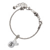 Silver Plated Capital Letter - S - Pebble Disc - Silver Plated Twist Rope Bead Charm Dangle with Mini Year 2025 on a large hole bead bracelet Jewelry Ideas and Examples