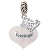 Precious White Heart with Baby Feet - Silver Plated Twist Rope Bead Charm Dangle with Mini Year 2025: Year to Remember Jewelry Gift - Celebrations