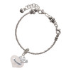 Precious White Heart with Baby Feet - Silver Plated Twist Rope Bead Charm Dangle with Mini Year 2025 on a large hole bead bracelet Jewelry Ideas and Examples