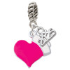 Silver Plated Hot Pink Heart with Nurse Hat - Silver Plated Twist Rope Bead Charm Dangle with Mini Year 2025: Year to Remember Jewelry Gift - Celebrations