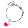 Silver Plated Hot Pink Heart with Nurse Hat - Silver Plated Twist Rope Bead Charm Dangle with Mini Year 2025 on a large hole bead bracelet Jewelry Ideas and Examples