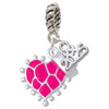 Hot Pink Giraffe Print Heart with Nurse Hat - Silver Plated Twist Rope Bead Charm Dangle with Mini Year 2025: Year to Remember Jewelry Gift - Celebrations