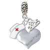 Silver Plated Nurse's Prayer Heart - Healing Hand - Silver Plated Twist Rope Bead Charm Dangle with Mini Year 2025: Year to Remember Jewelry Gift - Celebrations