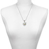 Two-tone Little Sister Rock on Clear Crystal Heart - Silver Plated Twist Rope Bead Charm Dangle with Mini Year 2025 as a necklace pendant