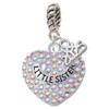 Silver Plated Little Sister on AB Crystal Heart - Silver Plated Twist Rope Bead Charm Dangle with Mini Year 2025: Year to Remember Jewelry Gift - Celebrations