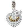 Two-tone 'Faith Rocks' on Clear Crystal Heart - Silver Plated Twist Rope Bead Charm Dangle with Mini Year 2025: Year to Remember Jewelry Gift - Celebrations