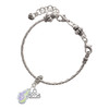 Silver Plated Translucent Purple & Lime Green Flying Butterfly - Silver Plated Twist Rope Bead Charm Dangle with Mini Year 2025 on a large hole bead bracelet Jewelry Ideas and Examples