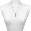 Silver Plated Large Translucent Hot Pink & Blue Flying Butterfly - Silver Plated Twist Rope Bead Charm Dangle with Mini Year 2025 as a necklace pendant