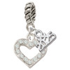Silver Plated Crystal Open Heart - Silver Plated Twist Rope Bead Charm Dangle with Mini Year 2025: Year to Remember Jewelry Gift - Celebrations