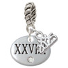Silver Plated Marathon with Clear Crystal Roman Numeral - Silver Plated Twist Rope Bead Charm Dangle with Mini Year 2025: Year to Remember Jewelry Gift - Celebrations