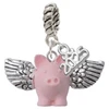 Pink Flying Pig with Wings - Silver Plated Twist Rope Bead Charm Dangle with Mini Year 2025: Year to Remember Jewelry Gift - Celebrations